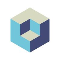 Cube logo, geometric design. Box logotype company, trendy techno emblem in isometric 3D style. vector