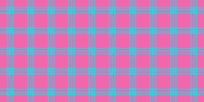 Irish fabric tartan texture, store check textile seamless. Internet background plaid pattern in pink and cyan colors. vector