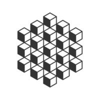 Cube logo, geometric design. Black and white Box logotype company, trendy techno emblem in isometric 3D style. vector