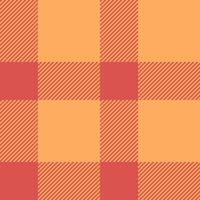 Close-up texture background check, winter tartan pattern seamless. Manufacturing fabric plaid textile in orange and red colors. vector