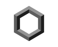 Cube logo, geometric design. Box logotype company, trendy tech emblem in pixel style. vector