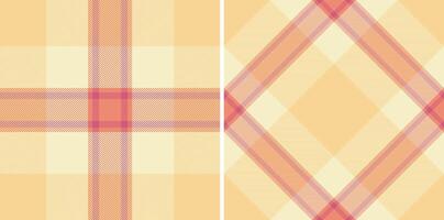 Plaid tartan fabric of pattern check texture with a seamless textile background. Set in sunset colors for decorative pillows in bedroom . vector