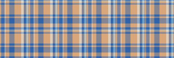 Silky check tartan texture, stage textile pattern seamless. Harmony background fabric plaid in blue and orange colors. vector