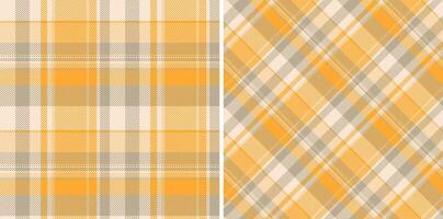 Check background pattern of fabric textile plaid with a tartan texture seamless. Set in gold colors for garment industry trends. vector