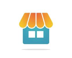 Shopping store logo for mobile e comerce and local market branding. Online shop icon simple minimalist sign for payments, shipping and sale, illustration. vector