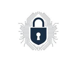 Cybersecurity lock icon representing digital data protection, network security, encryption technology, safeguarding sensitive information, vector