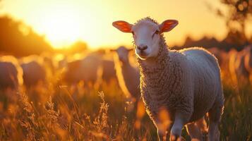 Farm animals during sunset photography background photo