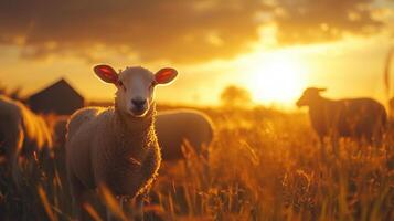 Farm animals during sunset photography background photo