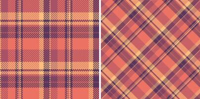 seamless background of plaid check fabric with a textile tartan pattern texture. Set in sunset colors for stylish scarves for women. vector