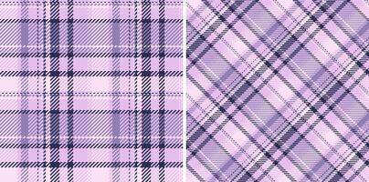 Check textile of seamless fabric tartan with a plaid pattern background texture. Set in space colors for bed sheet designs in bedroom. vector