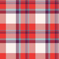 Down check textile texture, man background pattern. Scratch seamless fabric tartan plaid in red and white colors. vector
