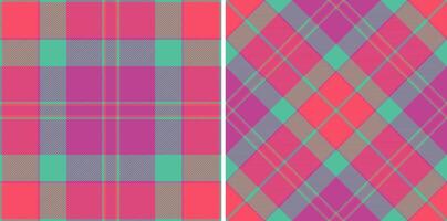 Plaid fabric texture of seamless background pattern with a check tartan textile. Set in rainbow colors for everyday menswear fashion trends. vector