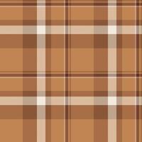 Mustard pattern check fabric, curtain seamless textile plaid. Fold tartan texture background in orange and light colors. vector