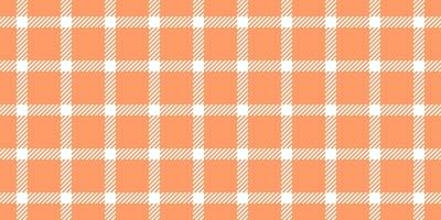 Repeating textile plaid texture, indian pattern fabric background. Robe check seamless tartan in atomic tangerine and white colors. vector