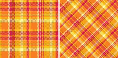 Seamless background of fabric tartan textile with a check plaid pattern texture. Set in gold colors for creative packaging design. vector