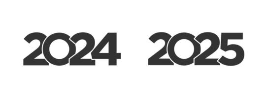 Happy New Year 2024 2025 text logo design template for calendar typography, greeting card, invitation, banner, diary cover print. vector
