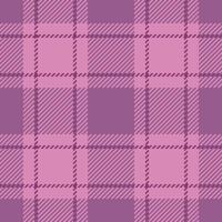 Manufacture plaid textile fabric, structure check background pattern. Striped texture seamless tartan in pink color. vector