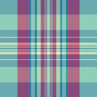 Everyday fabric seamless background, fold check pattern plaid. Endless textile texture tartan in light and cyan colors. vector