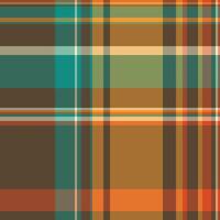 Podium seamless background fabric, kind texture pattern tartan. Decorative textile check plaid in orange and teal colors. vector