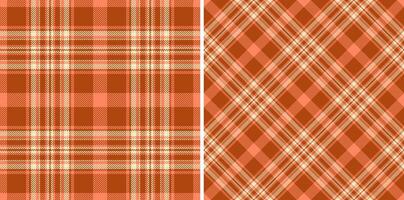 Fabric pattern of seamless tartan textile with a background check plaid texture. Set in gold colors for thanksgiving fashion cozy celebration. vector