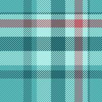 Group seamless texture tartan, straight check fabric plaid. Tape textile pattern background in cyan and soft teal colors. vector