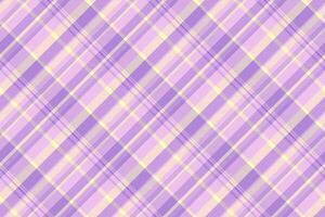 Blank check seamless fabric, present texture tartan . Stationary pattern plaid background textile in light and violet colors. vector