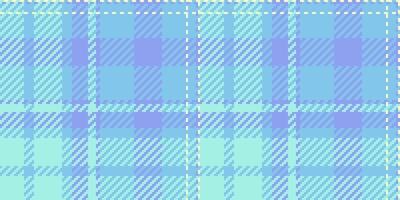 Sewing textile check, britain background texture seamless. Curve tartan plaid pattern fabric in cyan and teal colors. vector