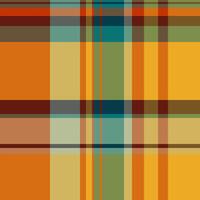 Party background pattern, wool fabric texture textile. Fibrous tartan check plaid seamless in orange and amber colors. vector
