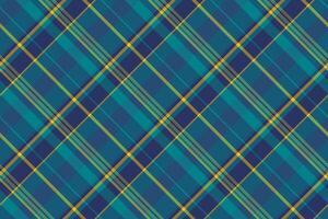Deco seamless textile, short plaid pattern background. Floor fabric tartan check texture in cyan and green colors. vector