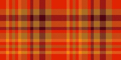Feminine check texture background, christmas plaid textile tartan. Page fabric pattern seamless in red and orange colors. vector