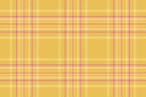 Slim textile fabric, tidy background plaid tartan. Indian check pattern seamless texture in amber and yellow colors. vector