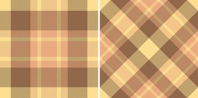 Plaid seamless check of textile texture background with a fabric tartan pattern. Set in coffee colors for thanksgiving fashion cozy celebration. vector
