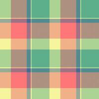 Party tartan plaid pattern, christmas card texture textile seamless. Good fabric check background in mint and red colors. vector