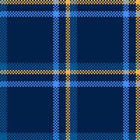 Podium check fabric textile, stitch plaid texture background. Tailor tartan pattern seamless in dark and cyan colors. vector