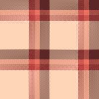 Heritage textile background plaid, primary seamless tartan. Place pattern fabric check texture in red and peach puff colors. vector
