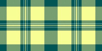 Autumn texture textile , romantic pattern check tartan. Rough seamless plaid background fabric in teal and lime colors. vector