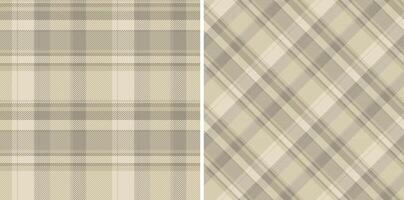 tartan background of check fabric textile with a plaid pattern texture seamless. Set in cream colors for wide grid paper. vector