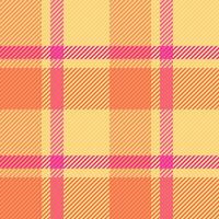 Scratch check textile, soft texture background seamless. Cutout fabric plaid pattern tartan in amber and orange colors. vector