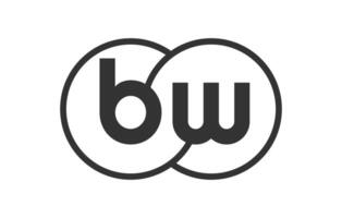 BW business company emblem with outline rounds and letters b w. Logo template of two merged circles for brand identity, logotype. Infinity symbol vector