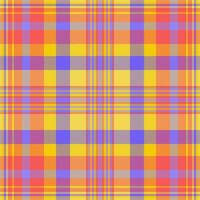 Faded background texture fabric, school plaid pattern seamless. Comfortable check textile tartan in indigo and red colors. vector
