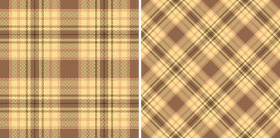 Fabric seamless pattern of plaid background texture with a textile tartan check. Set in warm colors for trendy fashion essentials. vector