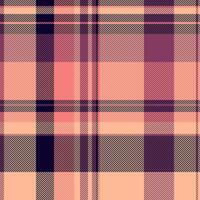 Fall fabric check background, cosy seamless tartan textile. Continuity plaid texture pattern in orange and dark colors. vector