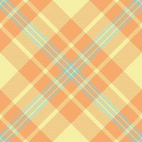 Store background fabric tartan, 70s pattern texture seamless. Swatch plaid textile check in orange and yellow colors. vector