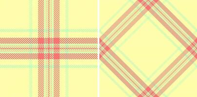 Check seamless texture of pattern plaid with a fabric textile tartan background. Set in neon colors. Stylish outfits for the family. vector