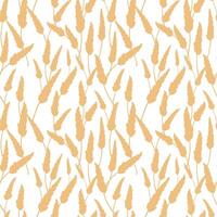 food seamless banner bakery, pastry with wheat, oat, barley, rye, wheat ears stalks, field on yellow background and space for text, copy space vector