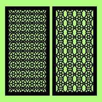 Collection of laser cut templates with modern abstract geometric panels. Template for cnc cutting of metal and wood. green background. vector