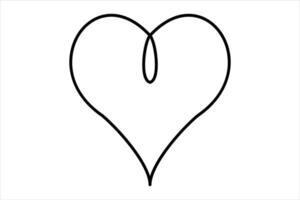 Continuous one line Heart outline art illustration vector