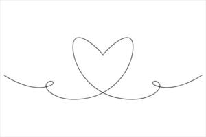 Continuous one line Heart outline art illustration vector