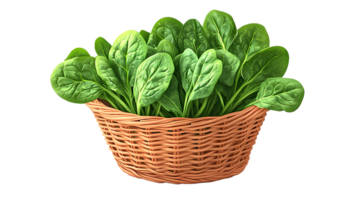 spinach in a basket on a transparent background png