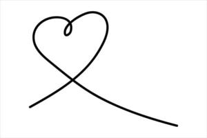 Continuous one line Heart outline art illustration vector